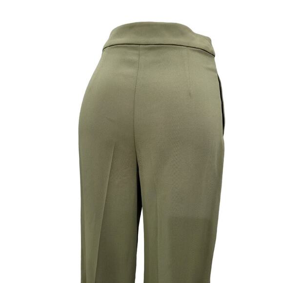 Topshop Women's Rita Wide Leg Cropped Pleated Trouser Dress Pants Size 4 Green - Picture 10 of 14